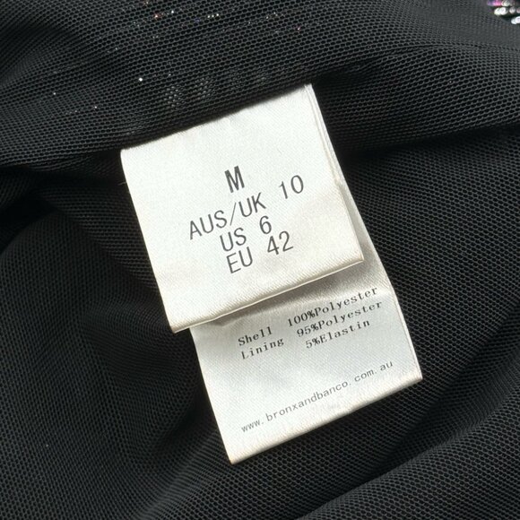 🆕 BRONX & BANCO 🧿NWT Belle One Shoulder Dress, Black Glitter Velvet, Sz M US 6 - Picture 15 of 17